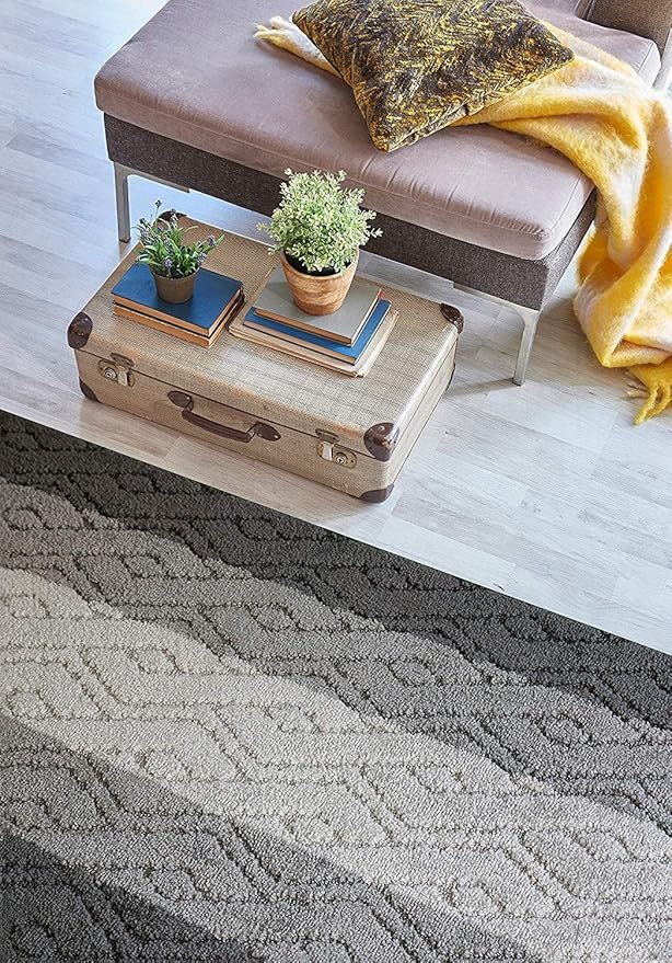 Custom Size Hallway Runner Rug Damask Grey Color 31 inch Wide Select Your Length Non-Slip (Skid Resistance) Rubber Backing 11 feet x 31 inch