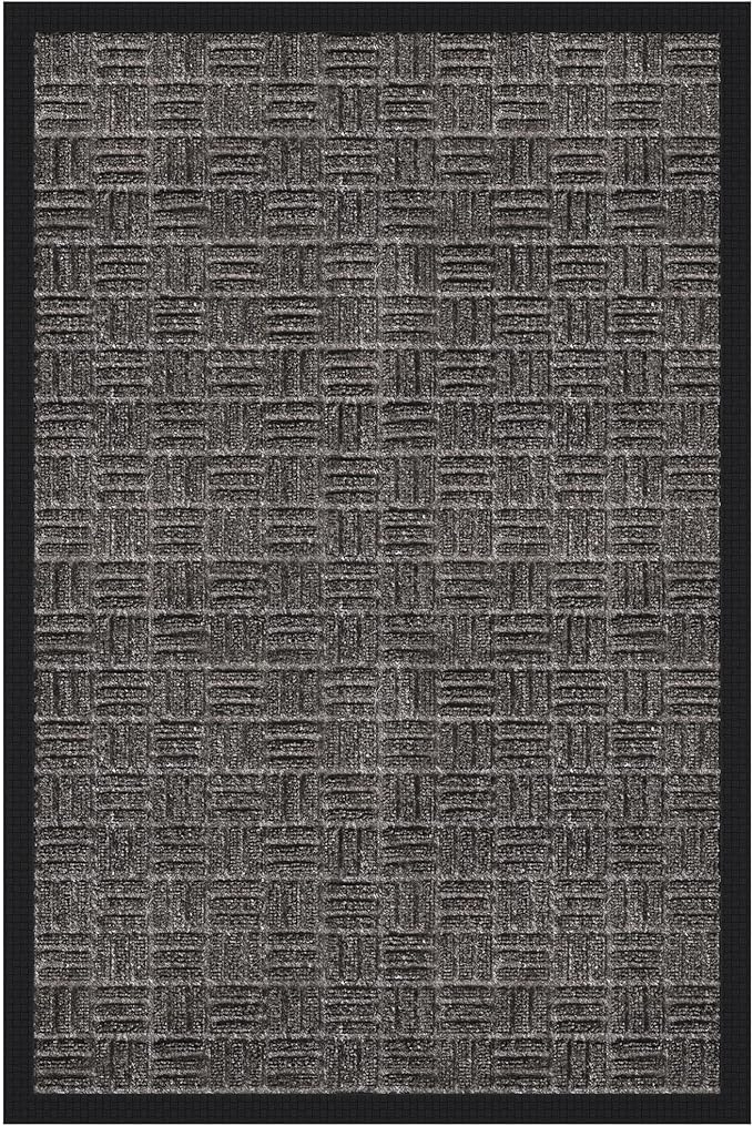 Ottomanson Heavy Duty Rubber Floor Mat – Non-Slip, Waterproof, Easy to Clean – Utility Rug for Entryway, Kitchen, Garage, or Patio – Stain Resistant, Hose Washable – 24" x 36", Charcoal