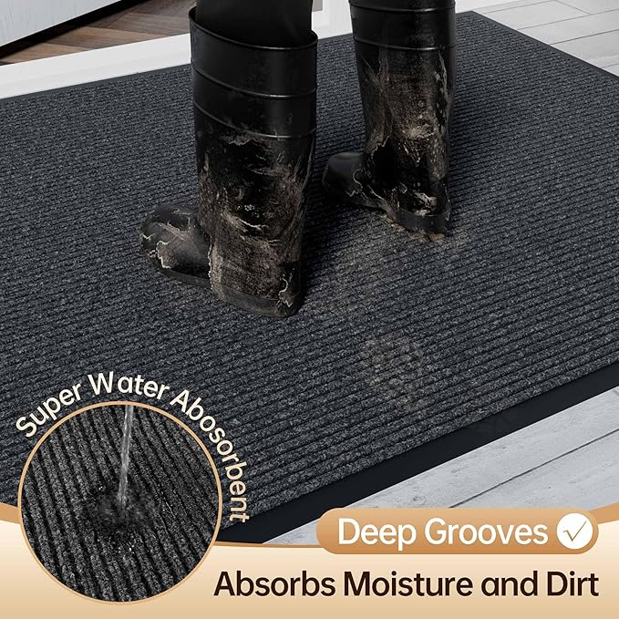 Amyracel Front Door Mat Indoor Outdoor Entrance, 36" x 60" All-Season Waterproof Doormat for Enterway, Heavy Duty Commercial Floor Mat, Fade Resistant, Rubber Back, Low Profile, Easy Clean