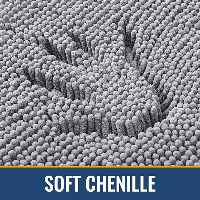 Arotive Bathroom Toilet Rugs U Shaped 20x20, Extra Soft Absorbent Shaggy Chenille Contour Bath Rugs for Toilet, Machine Washable Non-Slip Contoured Bath Mats, Grey