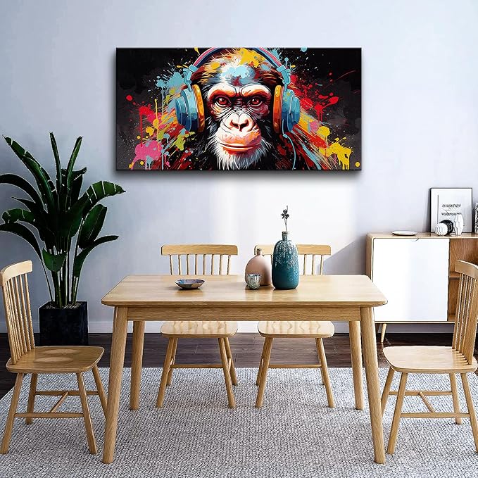 MHARTK66 Large Canvas Painting Wall Art For Living Room Wall Decor For Office Bedroom Abstract Wall Decorations Wall Poster Colorful Gorilla Pictures Home Walls Decor Artworks Ready To Hang 24X48