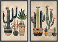 MUDECOR Framed Canvas Print Wall Art Set Mexican Cactus Tropical Botanical llustrations Modern Art Decorative Bohemian Calm/Zen for Living Room, Bedroom, Office - 24"x36"x2 Black