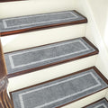 COSY HOMEER Soft Stair Treads Non-Slip Carpet Mat 28inX9in Indoor Stair Runners for Wooden Steps, Stair Rugs for Kids and Dogs, 100% Polyester TPE Backing 4pcs, Grey,Square