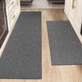 Color&Geometry 2PCS Kitchen Rugs and Mats Non Slip Washable, Absorbent Kitchen Runner, Easy to Clean Kitchen Floor Mats for in Front of Sink, Laundry Room, Hallway, 17"x47"+17"x95", Dark Grey