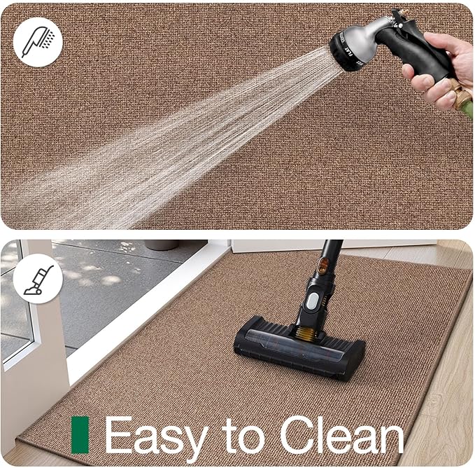 LUMI Indoor Door Mat 36"x56", Ultra Thin Low Profile Non-Slip Doormat for Home Entrance, Absorbent & Stain-Resistant Welcome Mats, Washable Entryway Mat for Front Door, Patio, Porch, Camel