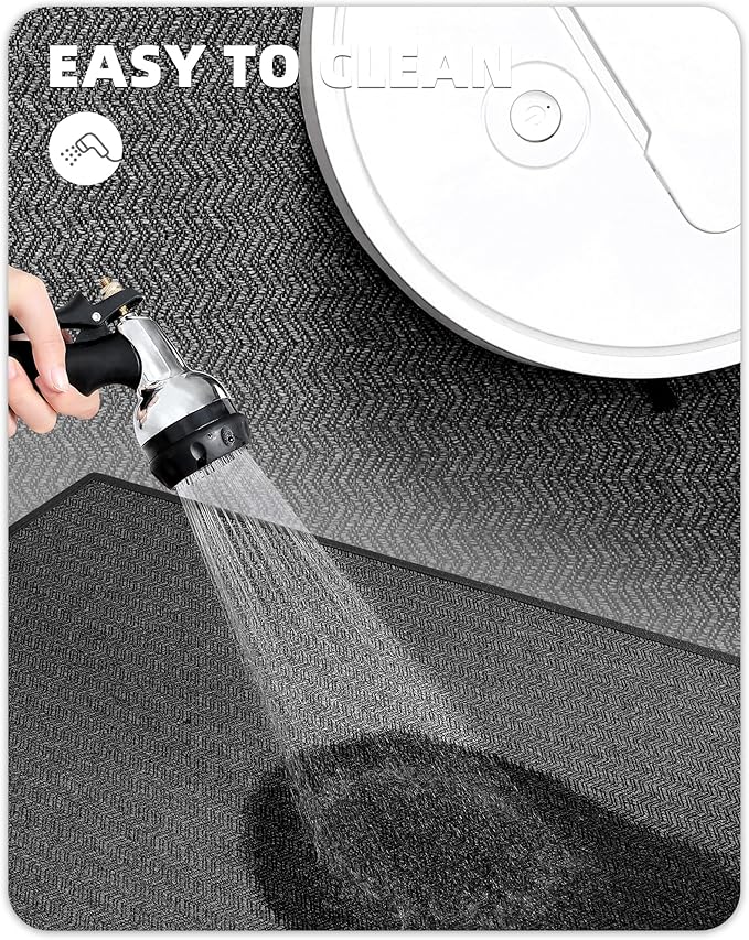 Color&Geometry Kitchen Rugs Set Kitchen Mats for Floor 2 Piece, 17"X29"+17"X59" Dark Grey Kitchen Rugs Non Slip Washable with Rubber Backing, Quick Dry Low Pile Kitchen Runner Rug Kitchen Sink Mat