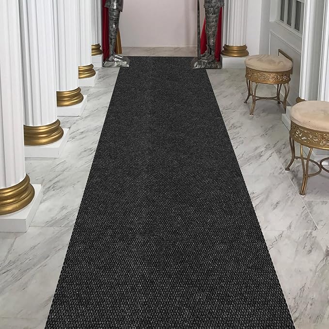 Ottomanson Commercial Scrape Rib Entry Mat – Heavy Duty Ribbed Floor Mat for High Traffic – Non Slip Rubber Back, Waterproof – Indoor Outdoor Use for Offices, Schools, Lobbies, 2' x 5', Black