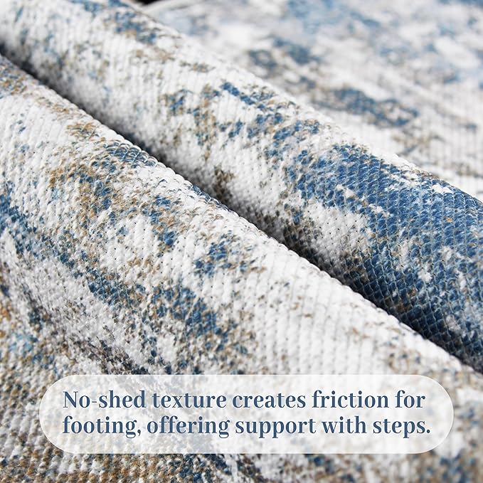 3x5 Area Rug Washable Entryway Rug Non Slip Abstract Tear and Stain Resistance No Pile Lightweight Throw Rugs Carpet for Kitchen, Entrance, Foyer, Bedside, Mudroom, Multi