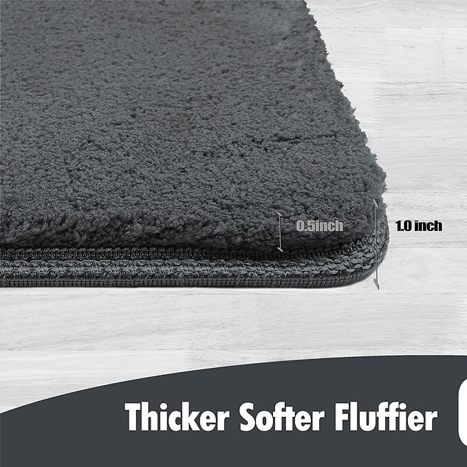 PURE ERA Carpet Stair Treads Ultra Plush 8" X 30" Soft Indoor Stair Protectors Pet-Friendly Non-Slip Skid Resistant Tape Free Washable Reusable(2 Pieces, Dark Gray)