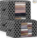 WISELIFE Storage Bags 100L 3-Pack Large Blanket Clothes Organization and Storage Containers for Bedding, Comforters, Foldable Organizer with Reinforced Handle, Clear Window, Sturdy Zippers, Black