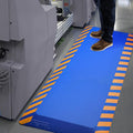 FEATOL Anti Fatigue Mat Industrial, Ergonomic Standing Floor Mat for Work for Stand, Safety Support for Leg & Back Pain(Blue with Yellow Border, 20" x 32", 2PC)