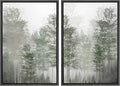 MUDECOR Framed Canvas Print Wall Art Pastel Watercolor Misty Fog Forest Tree Wilderness Nature Illustrations Modern Art Decorative Calm/Relax Multicolor Rustic Minimal for Bedroom - 24"x36"x2 Black