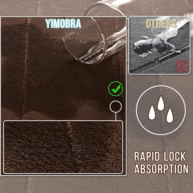 Yimobra Memory Foam Bath Mat Set 2 Piece - Super Soft Absorbent Quick Dry Bathroom Toilet Rugs, Machine Washable Non Slip Floor Carpet for Tub Shower & Single Sink (31.5x20 & 24x20, Brown)