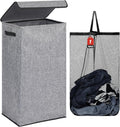 DOKEHOM 100L Laundry Basket with Lid and Removable Laundry Bags, Large Collapsible Laundry Hamper for Bedroom, Bathroom, Laundry Room, Colloge (Grey)