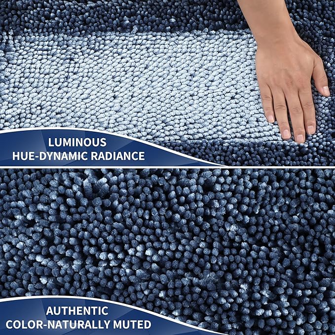 Yimobra Bathroom Rug Set 2 Piece, Luxury Shaggy Bath Mat Set with Non Slip Backing, Ultra Soft & Absorbent Mats for Bathroom Floor, Machine Washable, 31.5"x20"+24"x17", Light Blue