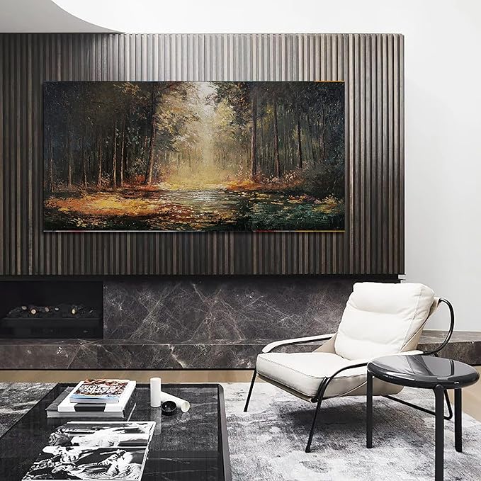 Canvas Wall Art Decor Large Wall Art Pictures for Living Room Landscape Natural Wall Art Decor Artwork for Walls Mystical Path Yellow Forest Wall Art Prints Art Work for Home Office Wall Decor 24"x48"