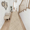 Kitchen Rugs Ultra Non-Slip 2.6x12 Washable Runner Rug Modern Tear and Stain Resistance No Pile Lightweight Runners for Entryway, Hallway, Walkway, Bedside, Entrance, Beige