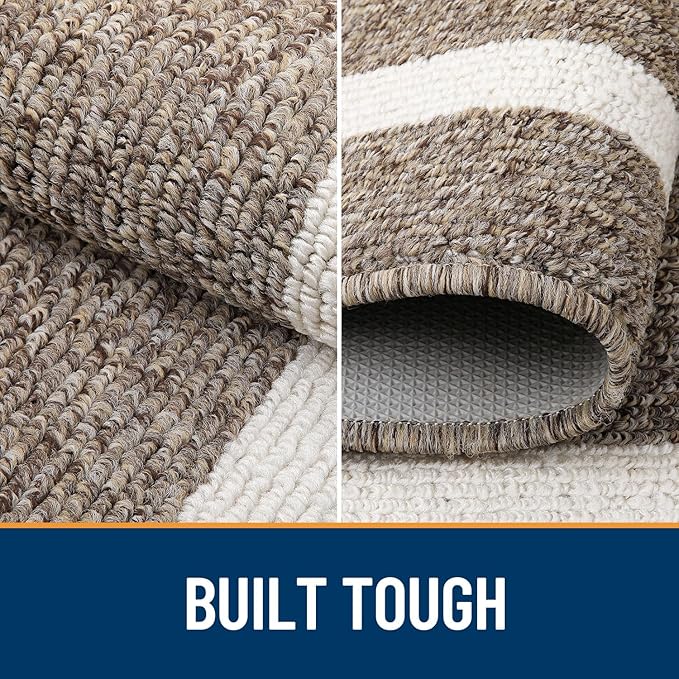 OLANLY Indoor Door Mat, 59x35, Non-Slip Absorbent Resist Dirt Entrance Mat, Washable Low-Profile Inside Entry Doormats for Entryway, Brown