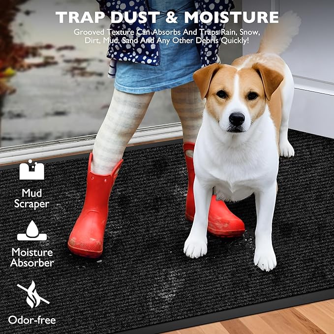 Custom Size Extra Large Front Door Mat, 4FT x 48FT Indoor Outdoor Entrance Commercial Floor Mat, Heavy Duty Dirt Trapper Doormat for Entryway Welcome Mat, Low Profile, Non-Slip, Waterproof