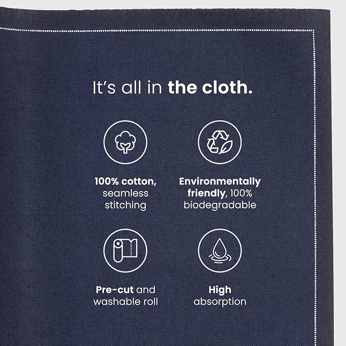 MY DRAP Washable And Reusable Cloth Placemat - 17.7 x 12.6 in (12 Per Roll, Cotton Anthracite Grey)
