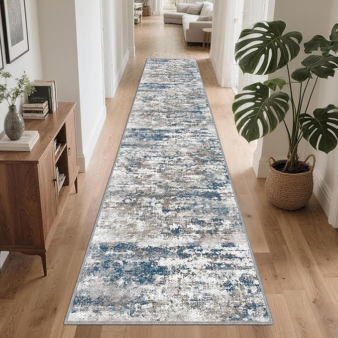 Runners for Hallways Ultra Non-Slip 2x10 Long Runner Rugs Washable Abstract Tear and Stain Resistance No Pile Lightweight Modern Rug Runners for Entryway, Kitchen, Walkway, Entrance, Multi