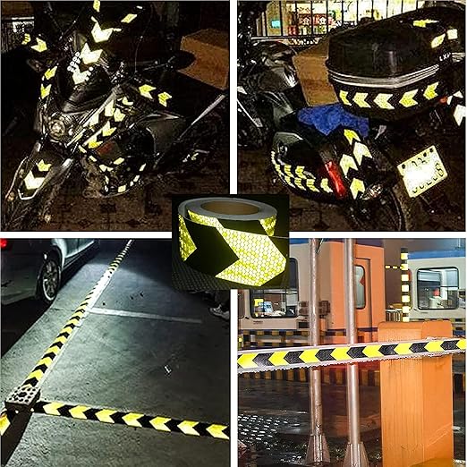 Reflective Tape 4 inch X 66 feet, Outdoor Waterproof Hazard Conspicuity Safety Warning Industrial Marking Tape