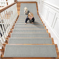 Chenille Stair Treads Non Slip 15pcs Stair Runner for Wooden Steps Rubber Backing Stairs Carpet Treads Indoor Staircase Covers Mat with Rubber Backing for Pets and Kids 8"X30" Grey