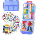Large Pill Organizer with Medicine Labels - 7 Day Travel Daily Container, Mini Medication Storage Case (Blue, 161 Labels)