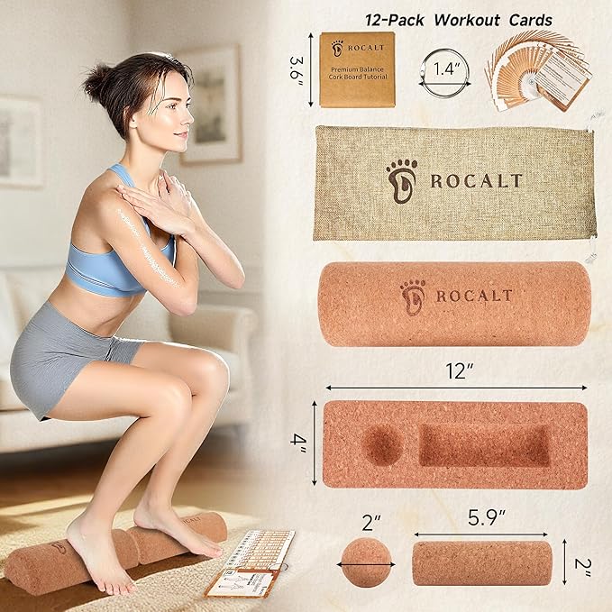Rocalt Balance Board - Premium Cork Foot Strengthener for Balance Stability Enhance Mobility | Improve Foot Function | Prevent Falls | Unique Design for Enhanced Foot Strength
