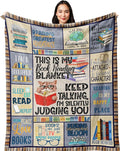 Book Lovers Blanket, 50"x40", Reading Gifts for Women, Literary Gifts