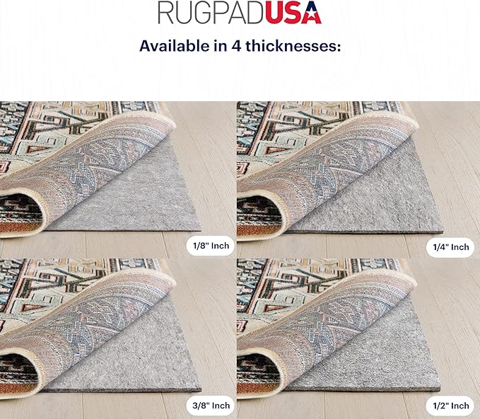 RUGPADUSA - Dual Surface - 11' Square - 3/8" Thick - Felt + Rubber - Enhanced Non-Slip Rug Pad - Adds Comfort and Protection - for Hard Surface Floors