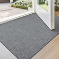 LUMI Ultra Thin Door Mat for Entryway, Low Profile Non Slip Rubber Backing Indoor Doormat, Easy Clean Welcome Entrance Mat for Inside House, Patio, Dark Grey 24"x36"
