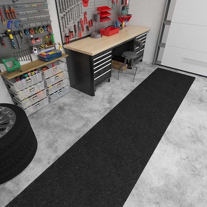Ottomanson Commercial Scrape Rib Entry Mat – Heavy Duty Ribbed Floor Mat for High Traffic – Non Slip Rubber Back, Waterproof – Indoor Outdoor Use for Offices, Schools, Lobbies, 2'7" x 25', Black