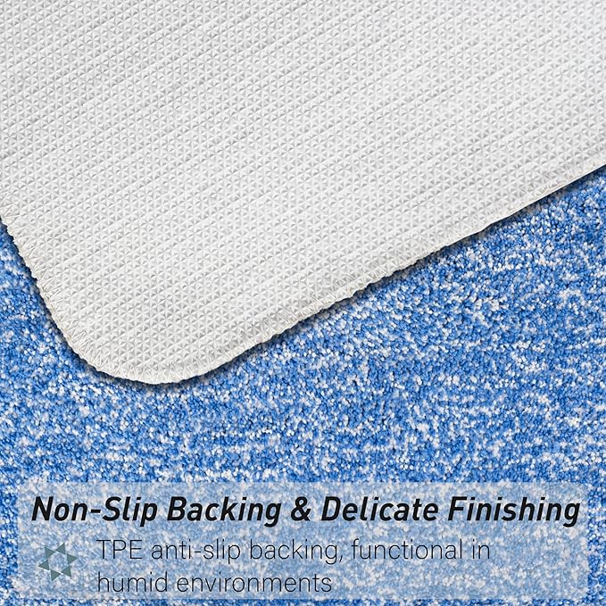 Luxury Quick Dry Non-Slip Bathroom Rugs【17'' x 24'' Night Blue】 Highly Absorbent Washable and Ultra Soft, Extra Thick Fluffy Bath Mats for Shower/Kitchen/Bathtub Floor
