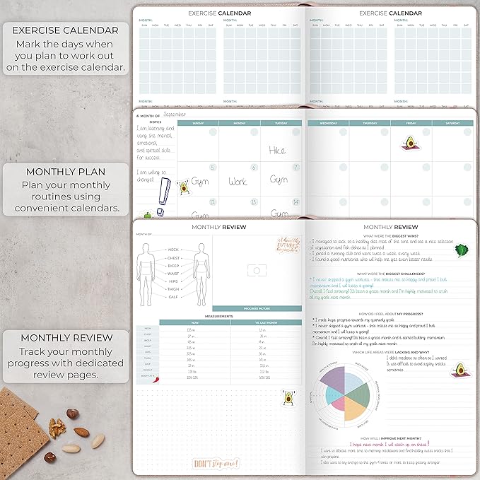 Clever Fox Meal Planner PRO – Weekly Meal Prep Journal with Grocery List & Weigh Loss Tracker – Diet, Fitness & Welness Log Book – Nutrition Diary Notebook – Lasts 12 Months, 7x10” (Rose Gold)