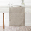 D'Moksha Homes Linen Natural Table Runner 120 Inches Long - 100% Pure Linen Hemstitch 14 x 120 Inch Table Runner for Dining, Valentines, Spring, Easter - Classic Hemstitch