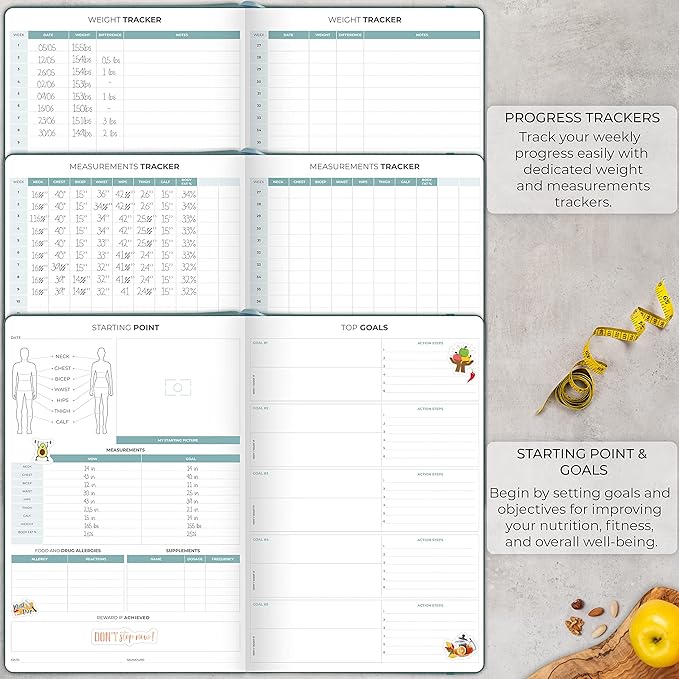 Clever Fox Meal Planner PRO – Weekly Meal Prep Journal with Grocery List & Weigh Loss Tracker – Diet, Fitness & Welness Log Book – Nutrition Diary Notebook – Lasts 12 Months, 7x10” (Aquamarine)