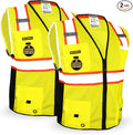 KwikSafety - Charlotte, NC - BIG KAHUNA Safety Vest [2 PACK] Class 2 ANSI OSHA Reflective Vest Durable High Visibility Vest Construction Safety Vest for Men Industrial Work Gear/Yellow 2XL