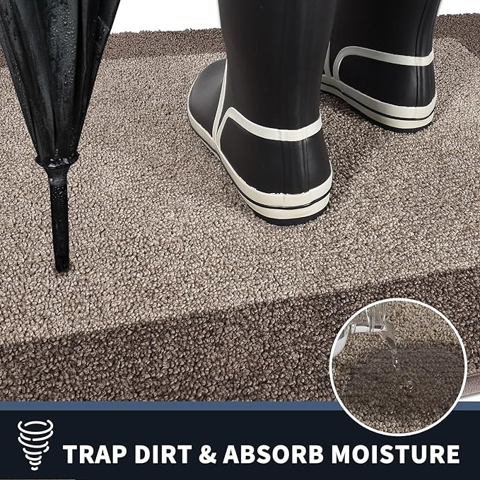 PURRUGS Dirt Trapping Door Mat 24" x 96", Non-Slip/Skid Machine Washable Entryway Rug, Shoes Scraper, Throw Rug, Super Absorbent Area Rug for Muddy Wet Shoes and Paws, Beige & Grayish Brown