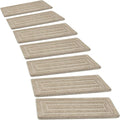 PURE ERA Bullnose Carpet Stair Treads Set Tape Free Non-Slip Indoor Stair Protectors Pet Friendly Rugs 9.5" x 30"(7 Pieces,Cream Gray Rectangular)
