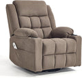 Swivel Recliner Chair for Adults with Massage and Heating,Manual Glider Rocking Recliner Chair with Cup Holds and Pockets,Reclining Rocker Chairs for Living Room Bedroom R8811 (Coffee)