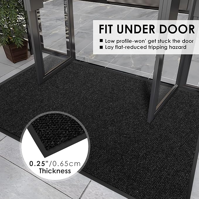 2′ x 57′ Front Door Mat Indoor Outdoor Entrance, Commercial Floor Mat Heavy Duty Dirt Trapper Entryway Doormat, Custom Size Non Slip Rubber Backing Welcome mat, Door Mat for High Traffic Area