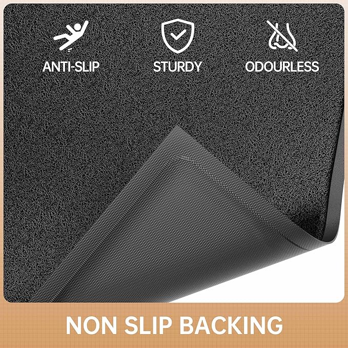 Sturdy Front Door Mat, 24" x 72" Heavy Duty Outdoor Indoor Mats to Trap Dirt and Moisture, Non-Slip Waterproof Doormat Inside Entrance, Washable Welcome Mats for Home Entryway（Black）