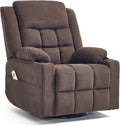 Swivel Recliner Chair for Adults with Massage and Heat,Manual Glider Rocking Recliner Chair with Cup Holds and Pockets,Reclining Rocker Chairs for Living Room R8811(Cocoa)