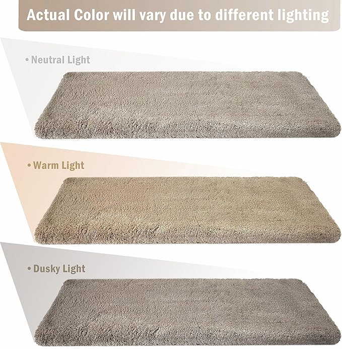 PURE ERA Carpet Stair Treads Ultra Plush 9.5" X 30"Soft Bullnose Indoor Stair Protectors Pet-Friendly Non-Slip Skid Resistant Tape Free Washable Reusable(2 Pieces, Cream Gray)