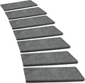 PURE ERA Bullnose Carpet Stair Treads Set Tape Free Non-Slip Indoor Stair Protectors Pet Friendly Rugs Covers Soft Skid Resistant Washable Reusable 9.5" x 30"(14 Pieces,Dark Gray)