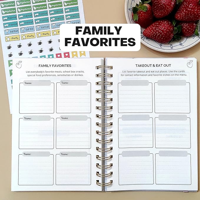 Life & Apples Meal Planner with Grocery List – Undated Weekly Menu & Meal Prep Notebook for Women & Men, Healthy Eating & Weight Loss Planner, 52-Week Spiral Bound Journal, Rose Gold