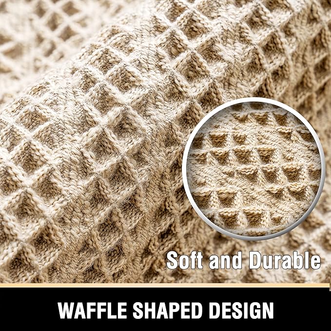 H.VERSAILTEX Waffle Bath Runner Rug Long Bath Mat Super Absorbent Boho Bath Rugs Non Slip Bath Runner for Bathroom Floor Machine Washable Dry Fast Bathroom Rugs with Tassels, 24" x 72", Sand