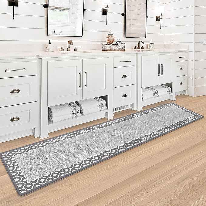 Anti Fatigue Kitchen Rug Long Kitchen Mats for Floor Ergonomic Comfort Memory Foam Standing Mat Non Slip Waterproof Kitchen Rug Farmhouse Kitchen Rugs for Office Sink Laundry 17.3"x70.8" Grey