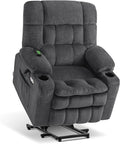 MCombo Dual Motor Power Lift Recliner Chair for Elderly, Lay Flat Lift Chair with Heat and Massage, Petite Lift Chair, Cup Holders, USB A&C Ports, Fabric 7893 (Small, Dark Gray)